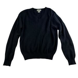 Greyland M Medium Cashmere Sweater Women’s Black Knit V-Neck Pullover TINY FLAW